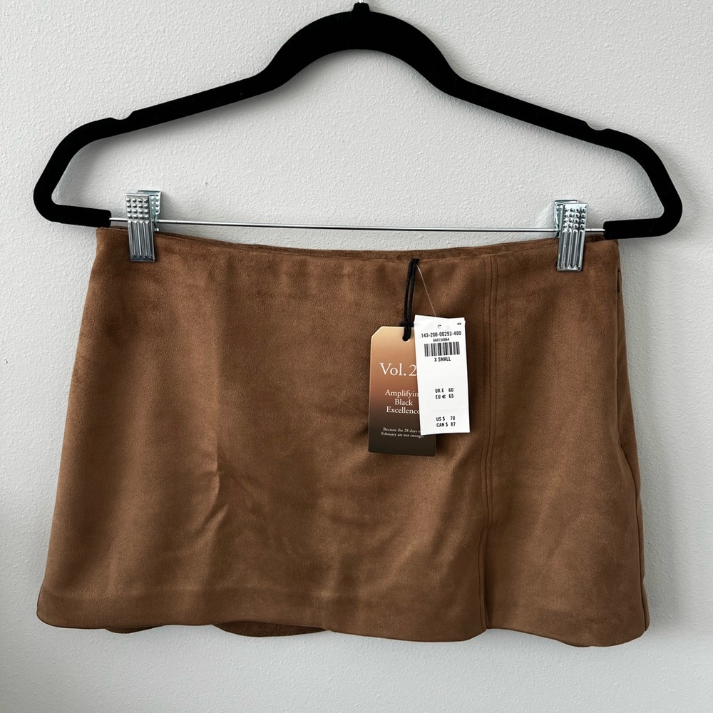 Abercrombie & Fitch Women’s Faux Suede Boho Mini Skirt w/Shorts Tan Size XS - Picture 2 of 10